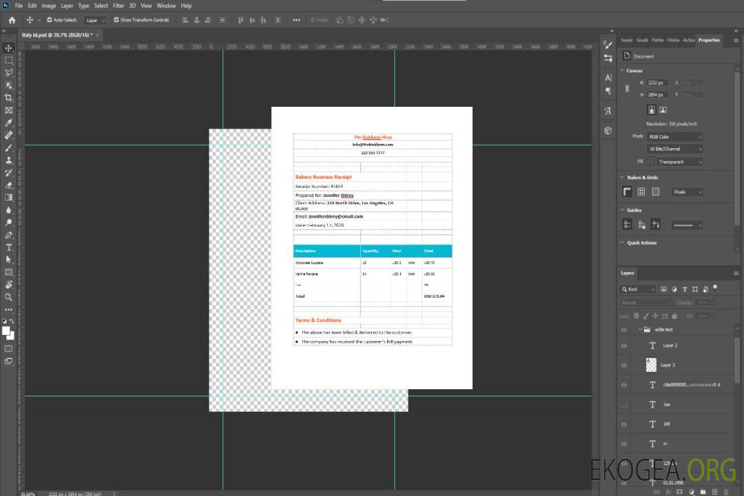 Modèle de facture d'entreprise de boulangerie template Modèle de facture d'entreprise de boulangerie template